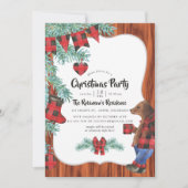 Invitation Amusants Buffalo Plaid Bear Fête de Noël (Devant)