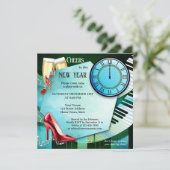 Invitation Amusants Champagne Dance Nouvel An Réveillon Invit (Debout devant)