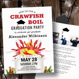 Invitation Amusants Crawfish Boil 3 Photo Graduation BBQ Part
