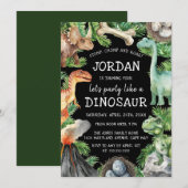 Invitation Amusants Enfants Dinosaur Anniversaire (Devant / Derrière)