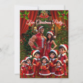 Invitation Amusants Famille Noël Vacances Rouge Vert Cadeaux (Devant)