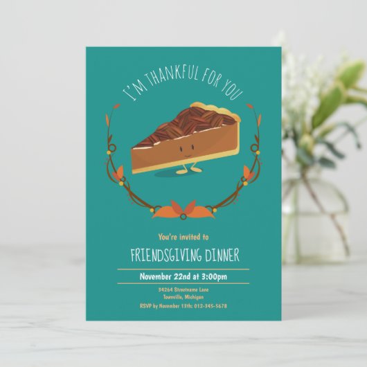 Invitation Amusants Friendly Pecan Pie Turquoise (Debout devant)