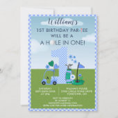 Invitation Amusants Golf Blue 1er Anniversaire Par Tee (Devant)