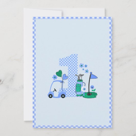 Invitation Amusants Golf Blue 1er Anniversaire Par Tee (Dos)