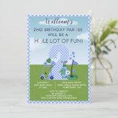 Invitation Amusants Golf Blue Boy 2e anniversaire Par Tee (Debout devant)