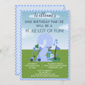 Invitation Amusants Golf Blue Boy 2e anniversaire Par Tee (Devant / Derrière)