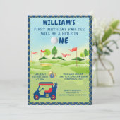 Invitation Amusants Golf Boy 1er Anniversaire Par Tee (Debout devant)