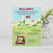 Invitation Amusants Golf Panier Rouge Garçon 1er anniversaire (Debout devant)