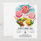 Invitation Amusants magiques Lollipop Anniversaire (Devant / Derrière)