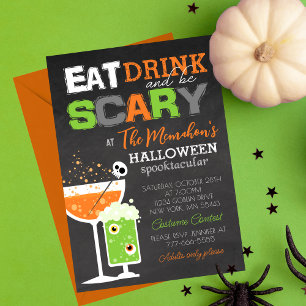 Invitation Amusants Mangez un verre et soyez effrayant Hallow