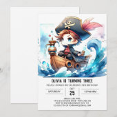 Invitation Amusants Moderne Pirate Anniversaire (Devant / Derrière)