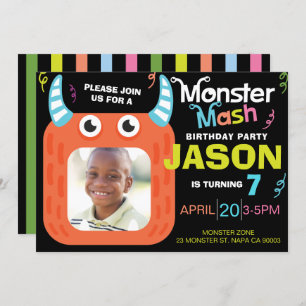 Invitation Amusants Monster Mash Photo Anniversaire Fête Invi