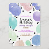 Invitation Amusants Pastel Party Balloons Anniversaire Célébr (Devant / Derrière)