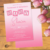 Invitation Amusants Pink Ombre BABY Girl Blocks Shower Invita