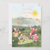 Invitation Amusants Pique-nique Anniversaire Fille Jardin Inv (Devant)