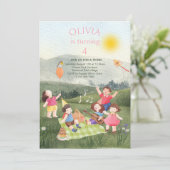 Invitation Amusants Pique-nique Anniversaire Fille Jardin Inv (Debout devant)