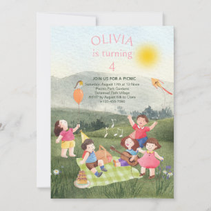 Invitation Amusants Pique-nique Anniversaire Fille Jardin Inv