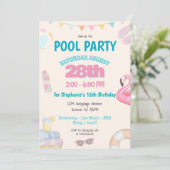 Invitation Amusants Piscine d'été Anniversaire Fête Invitatio (Debout devant)