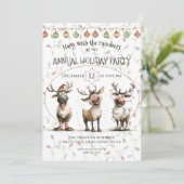 Invitation Amusants rennes ampoules fête annuelle (Debout devant)