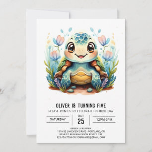 Invitation Amusants sous-marin Boho Turtle Boy Anniversaire