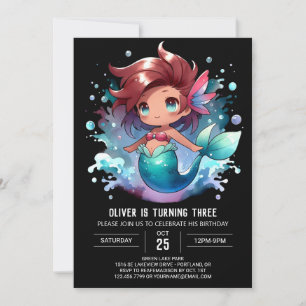 Invitation Amusants sous-marins Mermaid Anniversaire