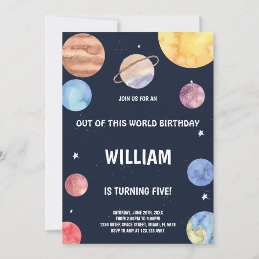 Invitation Amusants Space Rocket Thème pour les enfants (Devant)