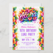 Invitation Amusants Tropical Aloha Anniversaire Luau (Devant)