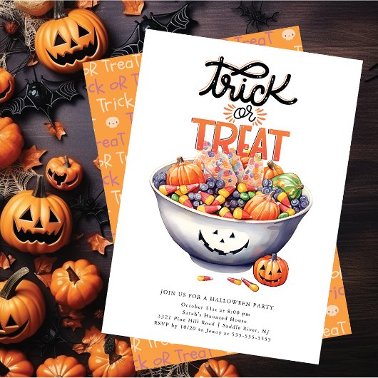 Invitation Amusants Trou ou Traiter Candy Halloween