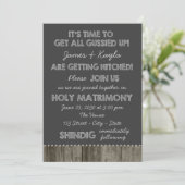 Invitation Amusants Vieux Mariage campagnard Chalkboard de l' (Debout devant)