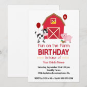 Invitation Amusement à la ferme Personnalisé Animaux d'annive (Devant / Derrière)