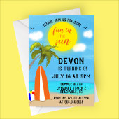 Invitation Amusement à la fête d'anniversaire de Sun Beach