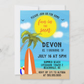 Invitation Amusement à la fête d'anniversaire de Sun Beach (Devant)