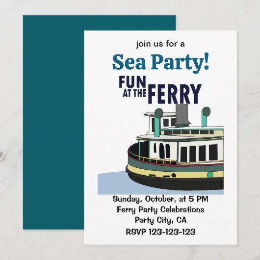 Invitation Amusement à la fête maritime du ferry (Devant / Derrière)