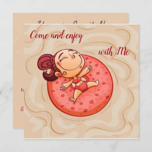 Invitation Amusement à la piscine (Devant / Derrière)