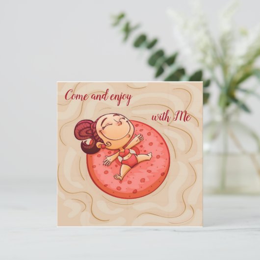 Invitation Amusement à la piscine (Debout devant)