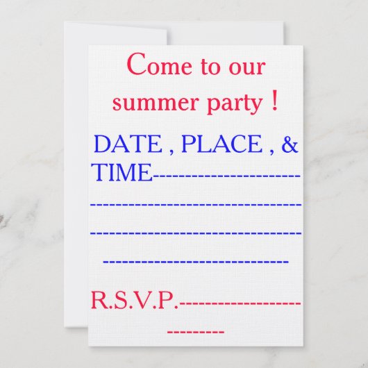 INVITATION AMUSEMENT À LA PLAGE (Dos)