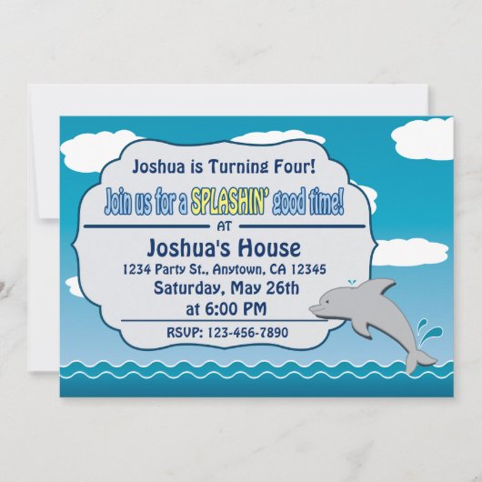 Invitation Amusement à l'invitation d'anniversaire de dauphin (Devant)