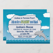 Invitation Amusement à l'invitation d'anniversaire de dauphin (Devant / Derrière)