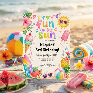 Invitation Amusement au soleil Anniversaire d'été tropical