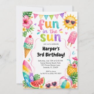 Invitation Amusement au soleil Anniversaire d'été tropical