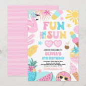 Invitation Amusement Au Soleil Tropical Beach Anniversaire (Devant / Derrière)