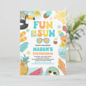 Invitation Amusement Au Soleil Tropical Beach Anniversaire (Debout devant)