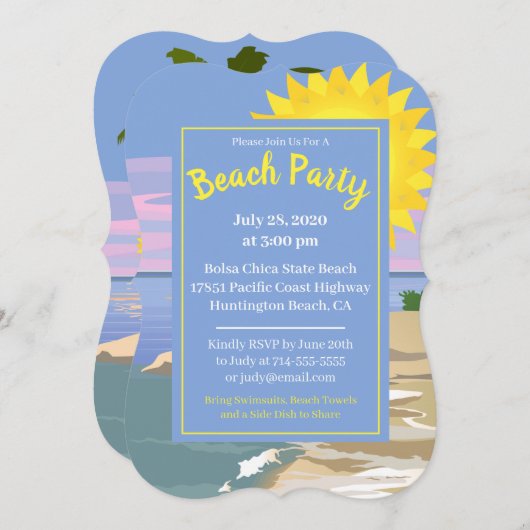 Invitation Amusement Beach Party (Devant / Derrière)