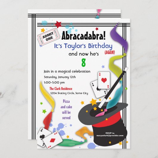 Invitation Amusement coloré d'éclaboussure avec l'invitation (Devant / Derrière)