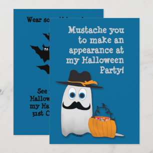 Invitation Amusement cool Halloween moustache you Ghost Invit