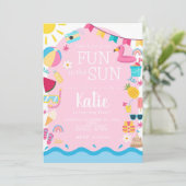 Invitation Amusement dans le soleil fille anniversaire Invita (Debout devant)