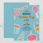 Invitation Amusement de fête d'anniversaire (Devant / Derrière)