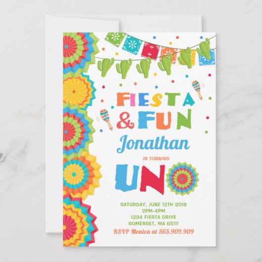 Invitation Amusement de fiesta d'invitation d'anniversaire de (Devant)