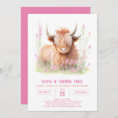 Invitation Amusement de la ferme Fille de vache des Highlands (Devant / Derrière)