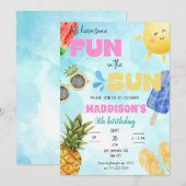 Invitation Amusement d'été à la fête de la piscine soleil Ann (Devant / Derrière)